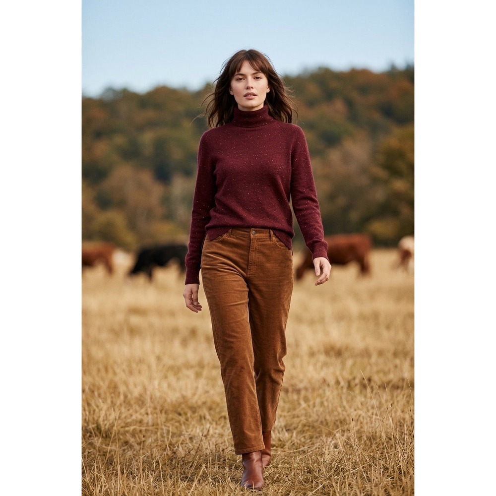 J.Crew Women's 100% Cashmere Donegal Turtleneck Sweater Burgundy Size M NWT